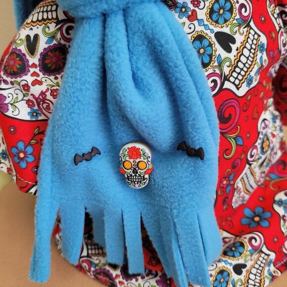 Sugar Skull Halloween 2pc Outfit scarf for 11" Mattel Child Grogu baby yoda Doll - Picture 3 of 7